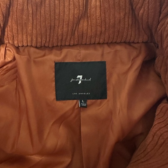 7 For All Mankind Women's Rust Corduroy Puffer Jacket - Picture 6 of 6